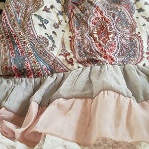 Paisley print ruffled lace tunic